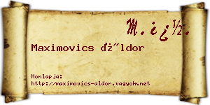 Maximovics Áldor névjegykártya